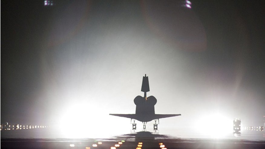Xenon lights help space shuttle Endeavour land